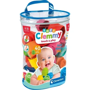 Clementoni Clemmy - Bolsa con 40 bloques de construcción blandos, a partir de 6 meses