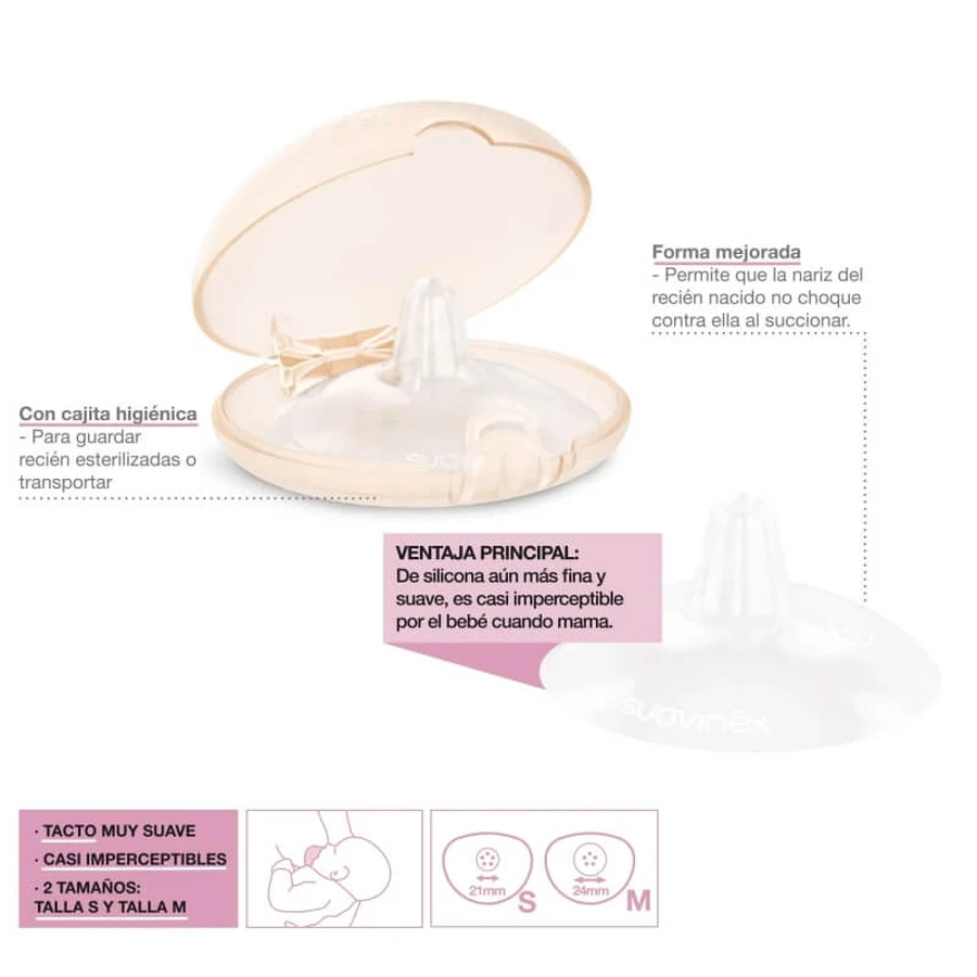 Suavinex 2 Silicone Nipple Shields - Size M