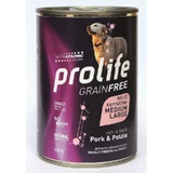Prolife Grain-Free Adult Dog Food with Pork & Potatoes - Complete food for sensitive medium and large dogs, 400 g