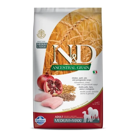 Farmina N&amp;d Ancestral Grain Poulet et Grenade - Aliment complet pour chiens adultes de races moyennes et grandes, 2,5 kg