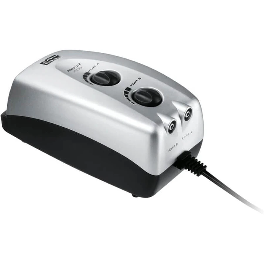 Ferplast Airfizz 400 - Quiet, Adjustable Air Pump with Dual Outlets, 16.5 x 8.4 x 7 cm (H)