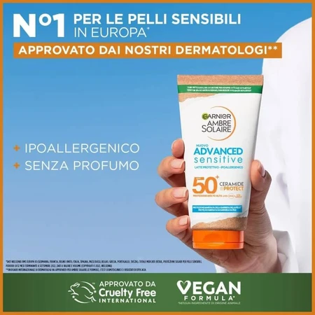 Garnier Sunscreen SPF 50+ Ambre Solaire Sensitive Ceramide Protect Very High Protection 175 ml
