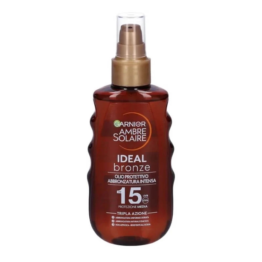 Garnier Sunscreen SPF 15, Ambre Solaire Ideal Bronze Oil, Intense Tan, Medium Protection, 150 ml