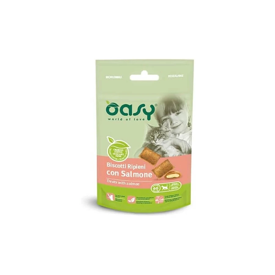 Oasy Salmon-Filled Biscuits - Cat Snacks, 60 g