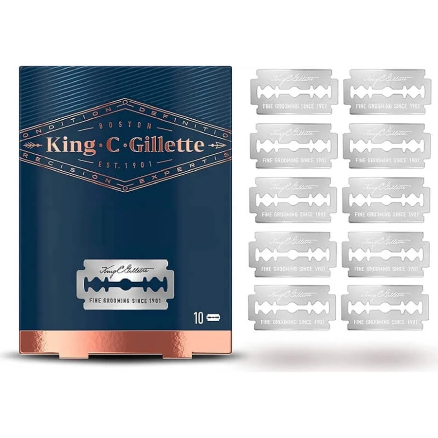 Gillette King C. Gillette - 10 cuchillas de recambio para maquinilla de afeitar