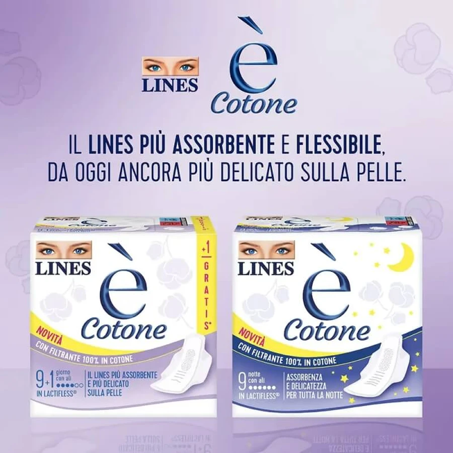 Lines is cotton - 10 daytime pads with wings