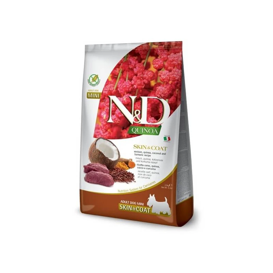 Farmina N&amp;d Quinoa Skin &amp; Coat Mini Venison - Compleet voer voor volwassen honden, 2,5 kg