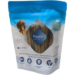 Ecuphar Plaqtiv + Cuidado bucal - 7 barritas dentales para la higiene bucal, talla S