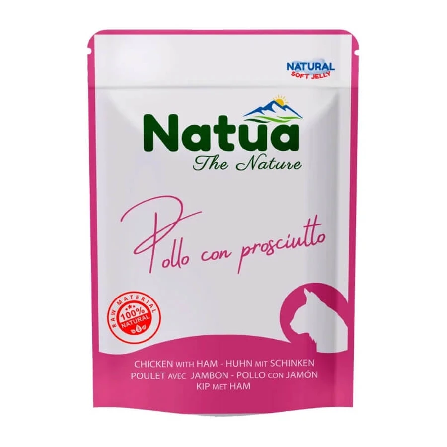 Natua Natural Soft Jelly Chicken with Ham - Complete Food for Adult Cats, 70 g