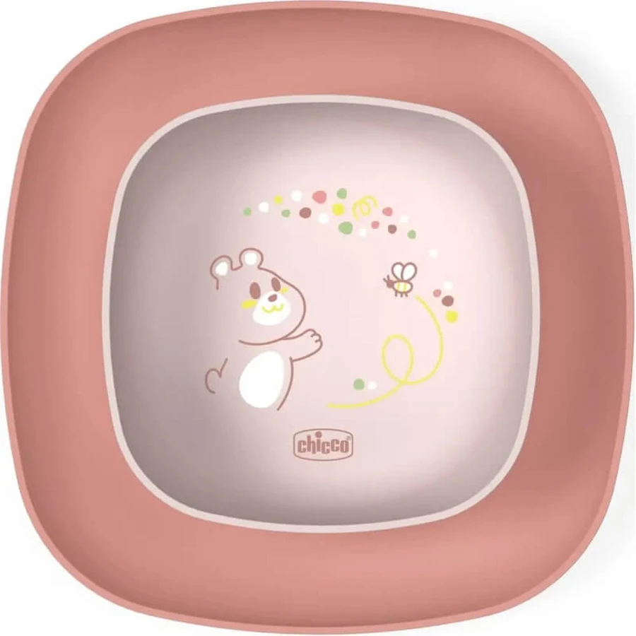Juego de vajilla para bebés Chicco - Juego de vajilla rosa a partir de los 12 meses