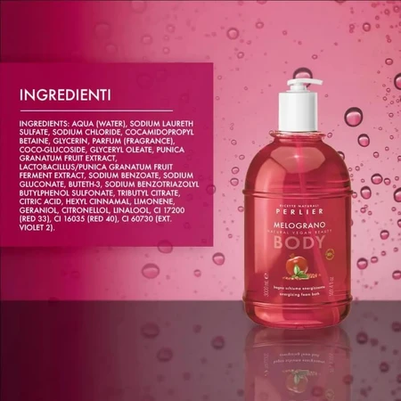 Perlier Pomegranate - Espuma de baño energizante, 3 litros