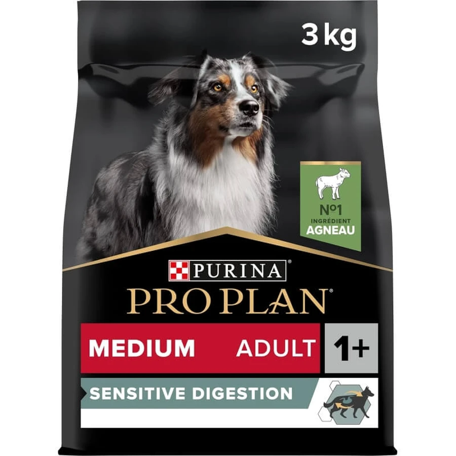Purina Pro Plan Sensitive Digestion Lamb - Compleet voer voor volwassen honden van middelgroot formaat met een gevoelige spijsvertering, 3 kg