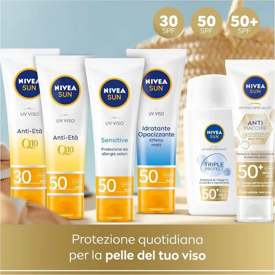 Crema solar facial Nivea SPF 50+ contra las manchas oscuras, protección muy alta, 40 ml