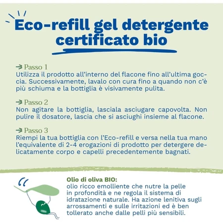 Mustela Biologische Reinigingsgel - Reinigingsmiddel voor lichaam en haar, navulling, 400 ml