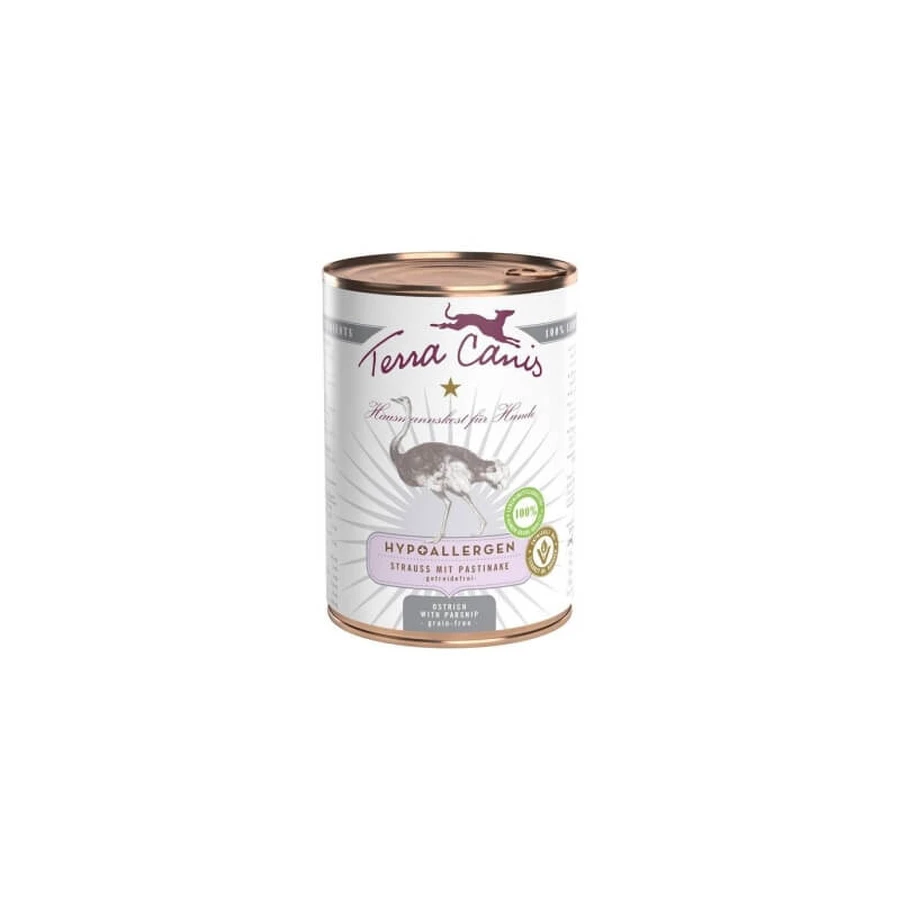 Terra Canis Hipoalergénico de avestruz con chirivía - Pienso húmedo completo para perros adultos, 400 g