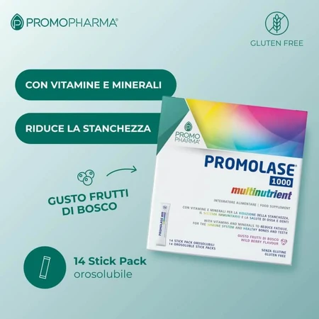 Promolase 1000 Multinutrient, 14 sticks - Complément alimentaire à base de vitamines et de minéraux