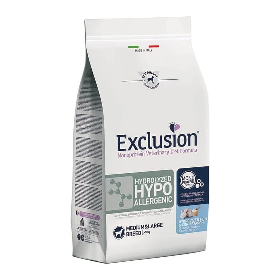 Fórmula dietética veterinaria de exclusión monoproteica: pescado hidrolizado hipoalergénico y almidón de maíz - Pienso para perros de razas medianas y grandes, 2 kg