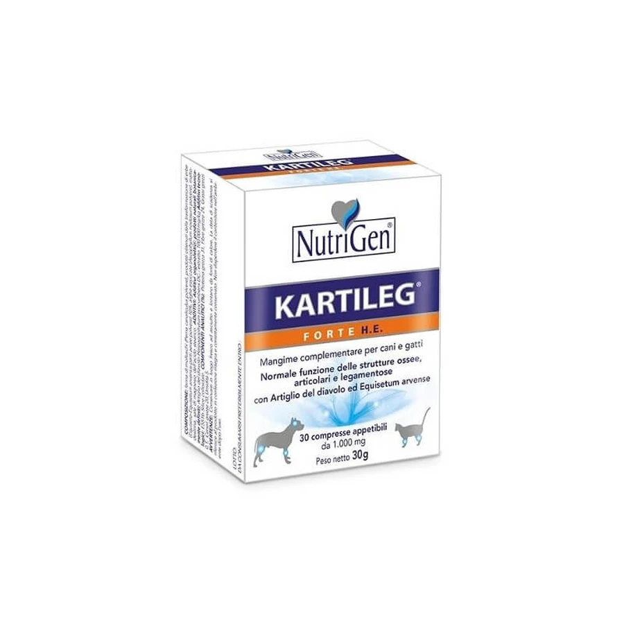 Nutrigen Kartileg forte h.e. - complemento alimenticio para perros y gatos deportistas, para fortalecer los huesos y las articulaciones, 60 comprimidos