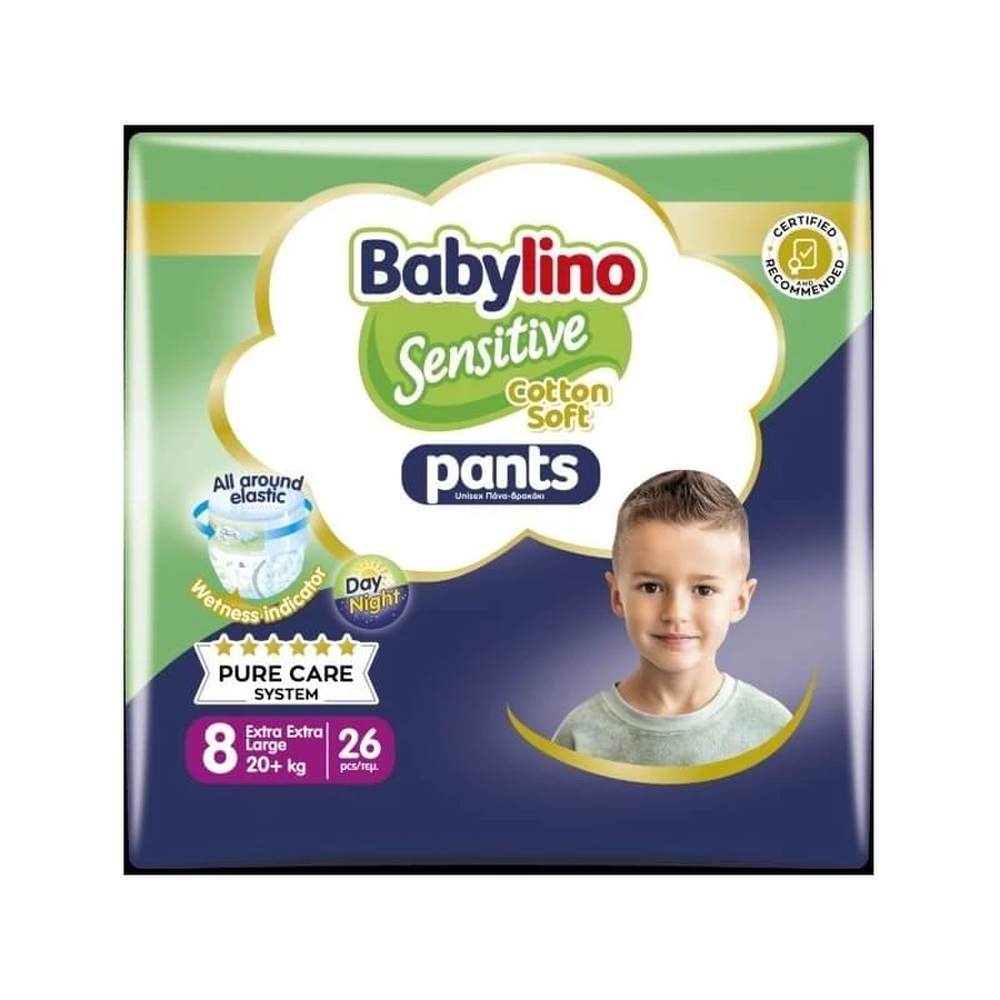 Babylino Sensitive - 26 size 8 extra-extra-large pull-up diapers (20+ kg)