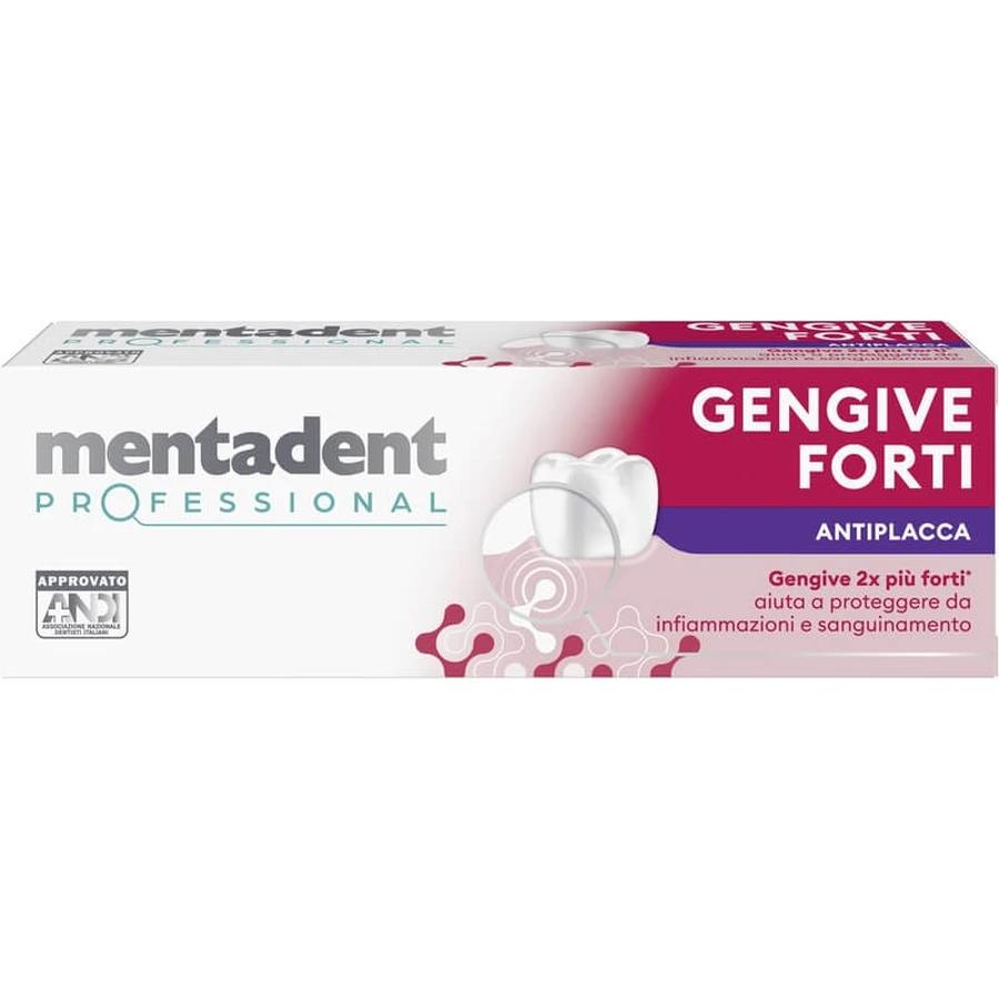 Mentadent Professional Strong Gums - Pasta dentífrica antiplaca y antisarro, 75 ml