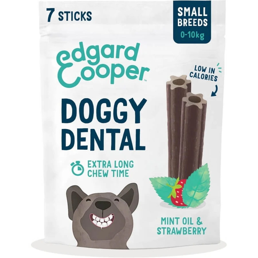 Edgard & Cooper Doggy Dental - Plant-Based Dental Stick for Small Dogs, Strawberry and Mint, 105 g