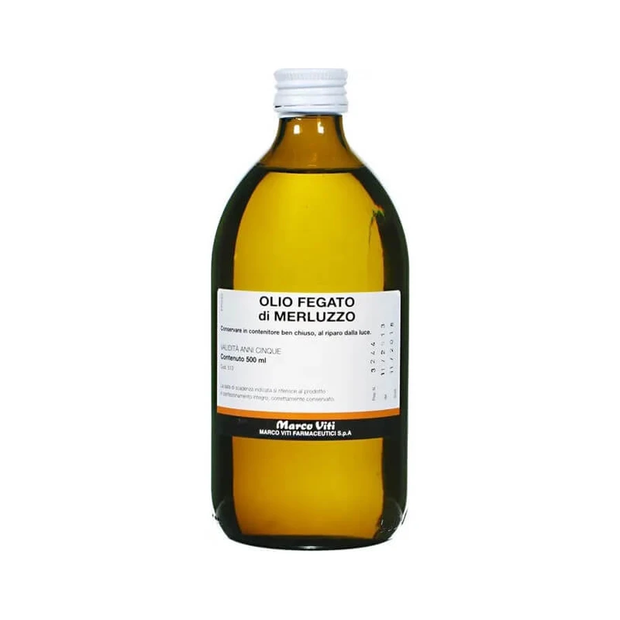 Huile de foie de morue Marco Viti 500 ml - Complément alimentaire à base de vitamine D