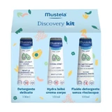 Kit de descubrimiento Mustela: 1 limpiador suave de 100 ml + 1 fluido limpiador de 100 ml + 1 loción corporal Hydra Bebe de 100 ml