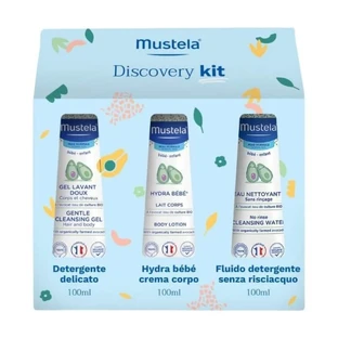 Mustela Discovery Kit - 1 Gentle Cleanser 100 ml + 1 Cleansing Fluid 100 ml + 1 Hydra Bebe Body Lotion 100 ml