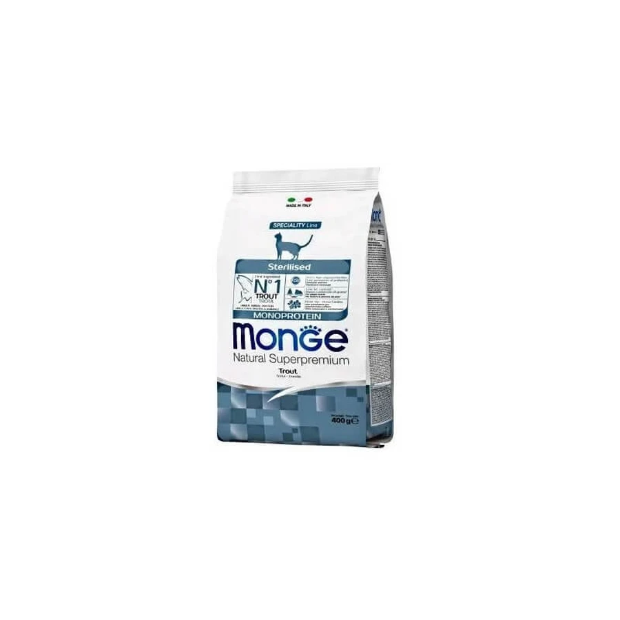 Monge Trucha Esterilizada Monoproteica - Pienso para gatos esterilizados, 400 g