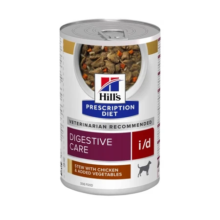 Hill's Prescription Diet i/d Kippen- en groentestoofpotje - Hondenvoer voor puppy's en volwassen honden ter ondersteuning van de spijsvertering, 354 g