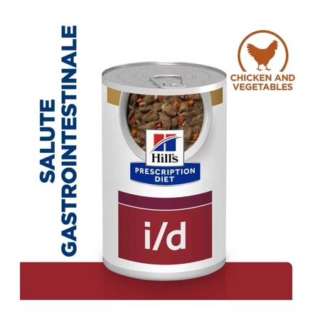 Hill's Prescription Diet i/d Kippen- en groentestoofpotje - Hondenvoer voor puppy's en volwassen honden ter ondersteuning van de spijsvertering, 354 g