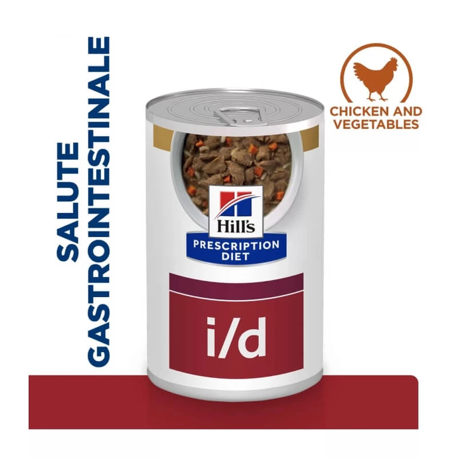 Hill's Prescription Diet i/d Kippen- en groentestoofpotje - Hondenvoer voor puppy's en volwassen honden ter ondersteuning van de spijsvertering, 354 g