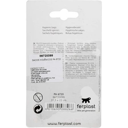 Ferplast Pa 6720 - 42 nylon afvalzakjes, geschikt voor de zakhouder, 14 x 31,5 cm