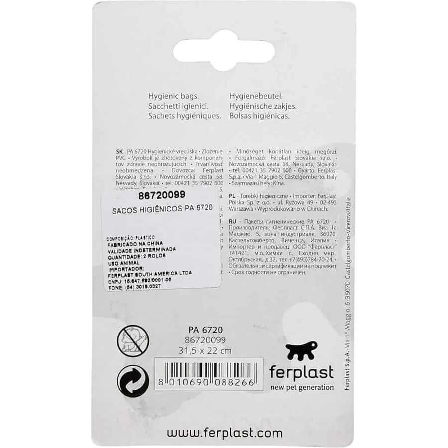 Ferplast Pa 6720 - 42 nylon afvalzakjes, geschikt voor de zakhouder, 14 x 31,5 cm