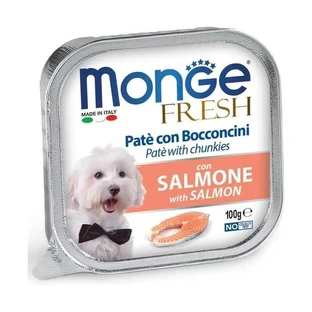 Monge Saumon frais - Pâté avec bouchées pour chiens adultes  100 g