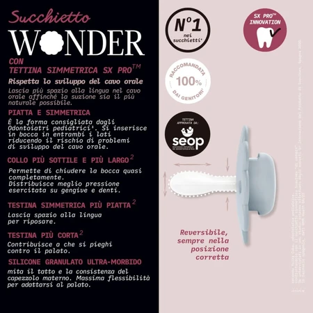 Suavinex Wonder - Chupete de silicona azul para bebés de 6 a 18 meses