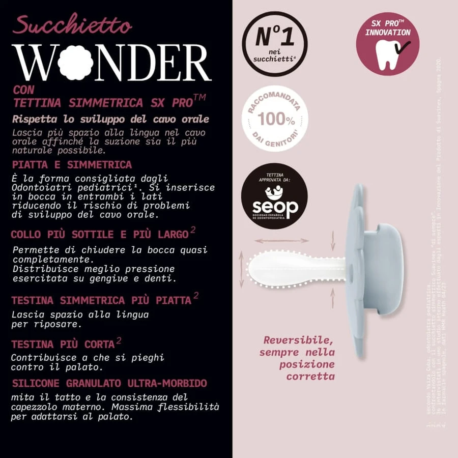 Suavinex Wonder - Chupete de silicona azul para bebés de 6 a 18 meses