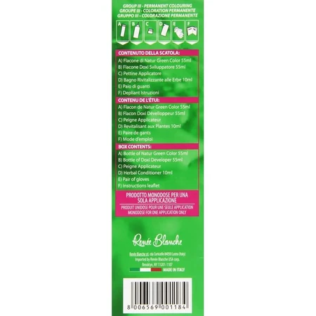 Renee Blanche Vopsea de păr permanentă, nuanță naturală Natur Color Green7 N blond