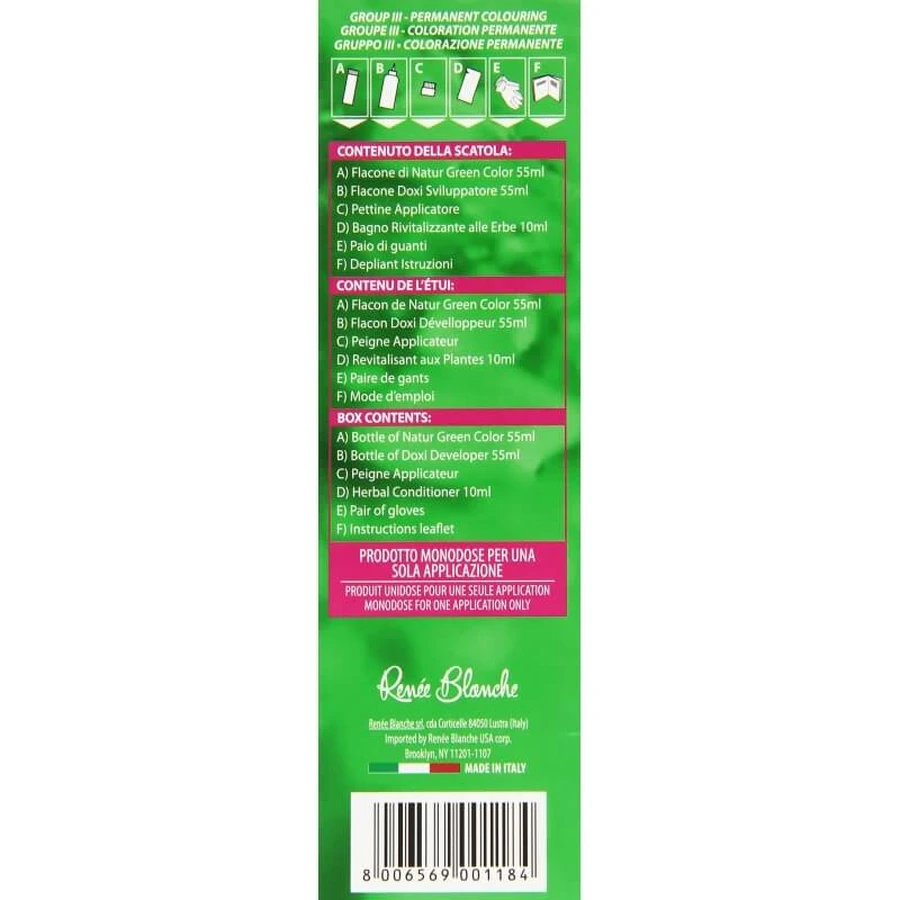 Renee Blanche Vopsea de păr permanentă, nuanță naturală Natur Color Green7 N blond