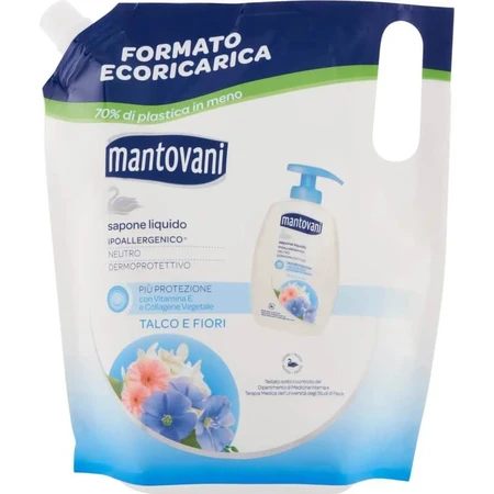 Mantovani Talco e Fiori - Savon liquide hypoallergénique - Recharge de 750 ml