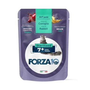 Forza10 Soft Sterilized Rabbit Pâté - Complete Food for Sterilized Adult Cats 7+ Years, 80 g