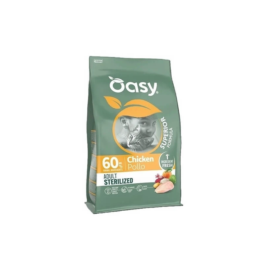 Oasy Superior Formula Adult Sterilized Chicken - Pienso completo para gatos adultos castrados o esterilizados, 6 kg