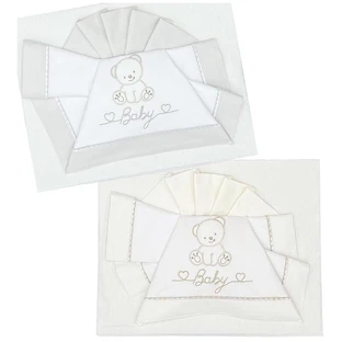 Andy &amp; Helen Complete Crib Set - 2 sheets + 1 pillowcase with bear embroidery - gray