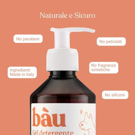 Bau Cosmetics Reinigingsgel met perzikgeur voor honden, zonder spoelen, 250 ml