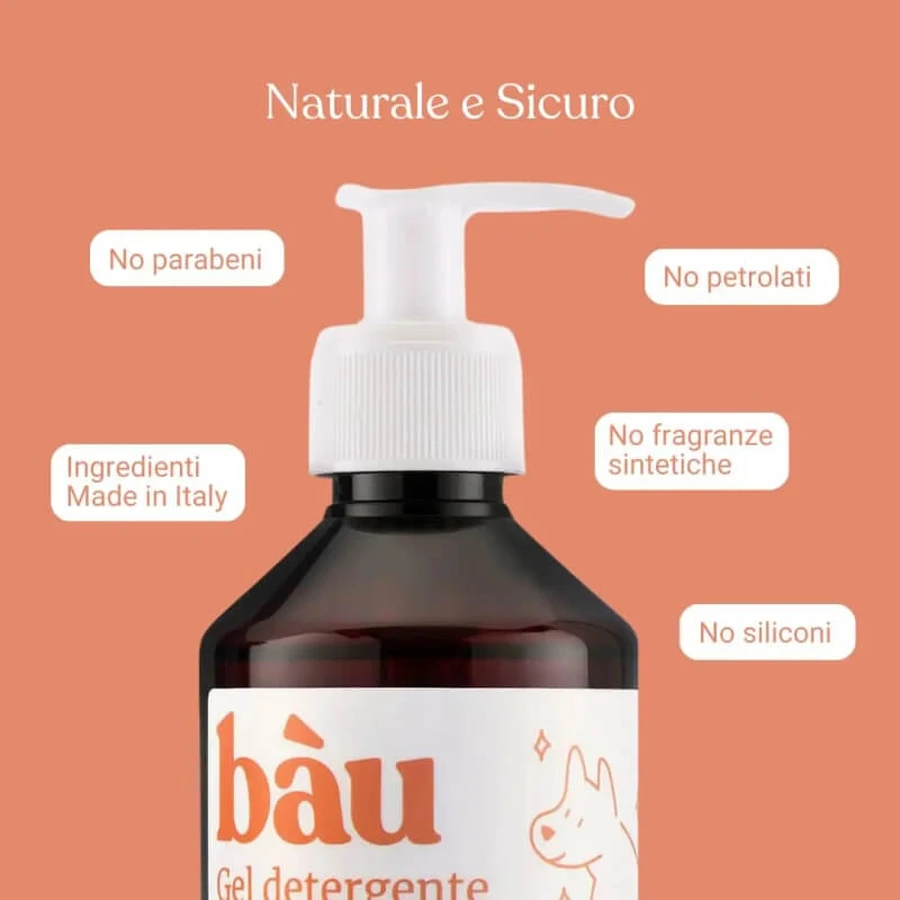 Bau Cosmetics Reinigingsgel met perzikgeur voor honden, zonder spoelen, 250 ml