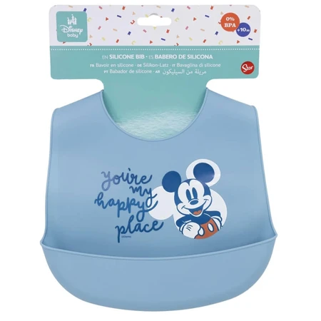 Stor Disney Mickey Mouse - Lichtblauw siliconen slabbetje