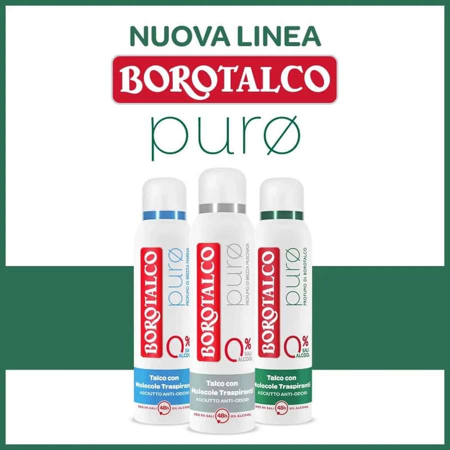Pure Borotalco with a Musky Breeze Scent - 48-Hour Deodorant Spray, 150 ml