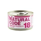 Natural Code 18 Atún y jamón - Alimento completo para gatos adultos, 85 g