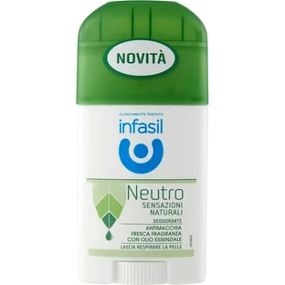 Infasil Neutro Natural Sensations - Desodorante en barra que evita las manchas, 40 ml