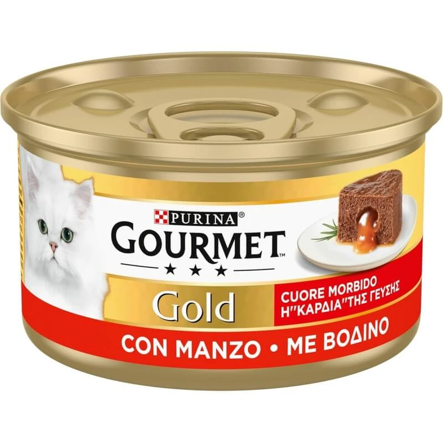 Purina Gourmet Gold Soft-Hearted Beef - Alimento completo para gatos adultos, 85 g